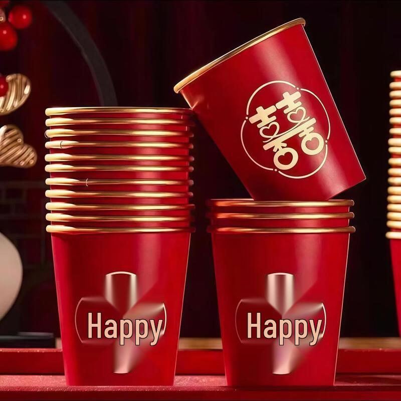 Festive Gold Foil Disposable Paper Cups