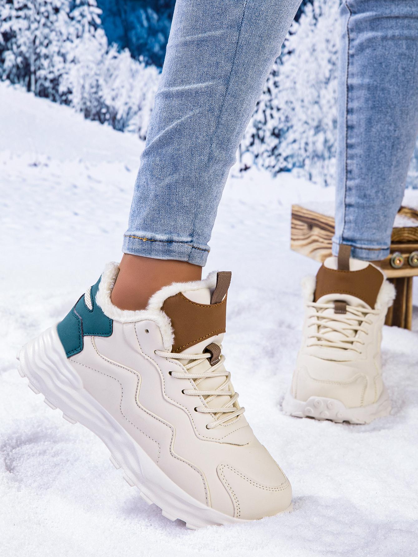 

Зимние хлопковые ботинки для женщин среднего и пожилого возраста, унисекс, ветрозащитные и бархатные, толстые и теплые сноубутсы 42 бежевый