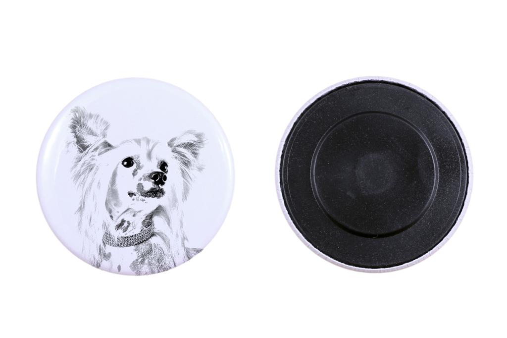 Chinese Crested Dog, Puff – Magnet with a dog's pupil, exceptionally light – Design 01 | Art-Dog