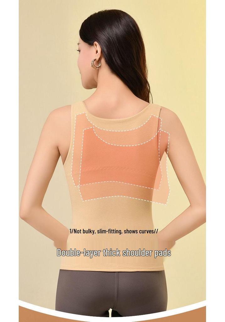 Women's Thermal Fleece Vest: Waist-Slimming Shapewear, No Bra Needed, Constant Temperature, Fleece-Lined, Thickened Underwear