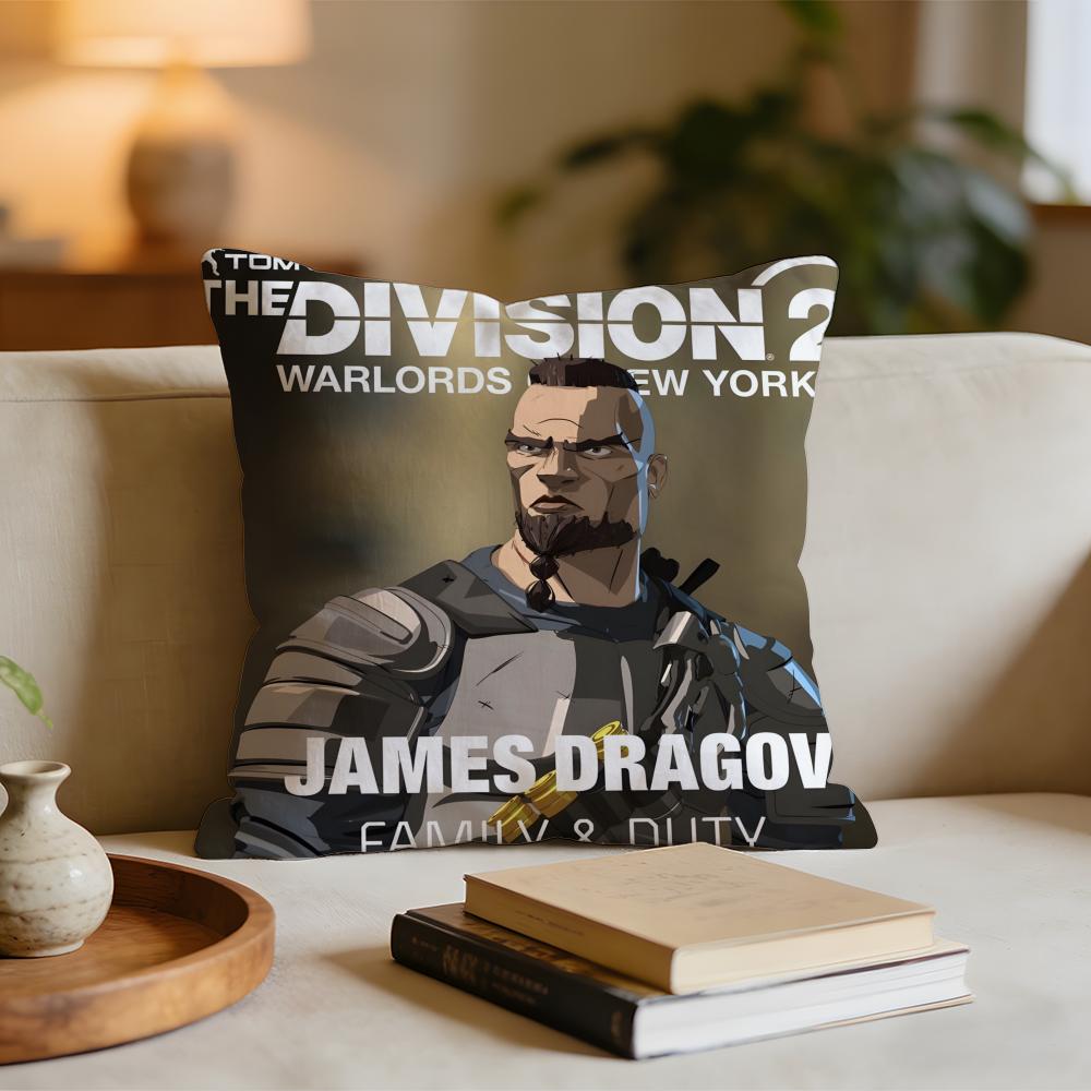 Game Tom Clancys The Division 2 Cushion Cover Short Plush Pillowcase for Bed Sofa Carwashable