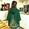 Women's Christmas Print Hooded Pullover Top with Three-Quarter Sleeves