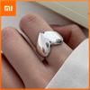BF CLUB 925 Sterling Silver Simple Heart Rings for Women Couple Fashion Geometric Vintage Handmade Irregular Ring Party Gifts