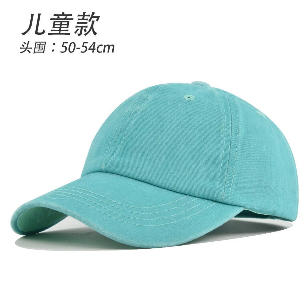 Casquette de baseball unie lavée - adulte et enfants - casquette à visière usée - 6 panneaux à visière incurvée - grande taille de tête - casquette unie adjustable