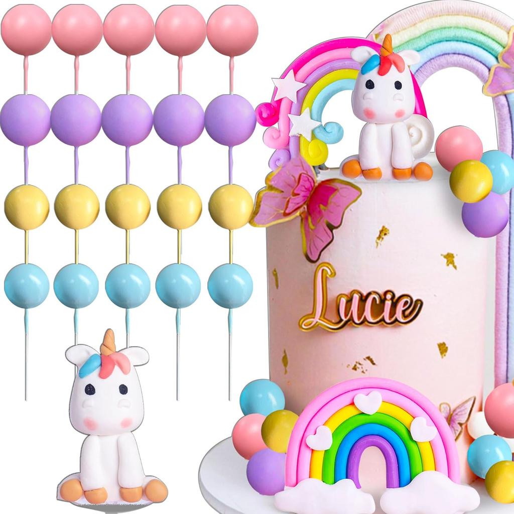 JeVenis Unicorn Cake Topper & Party Favors - Rainbow Birthday Decoration for Girls