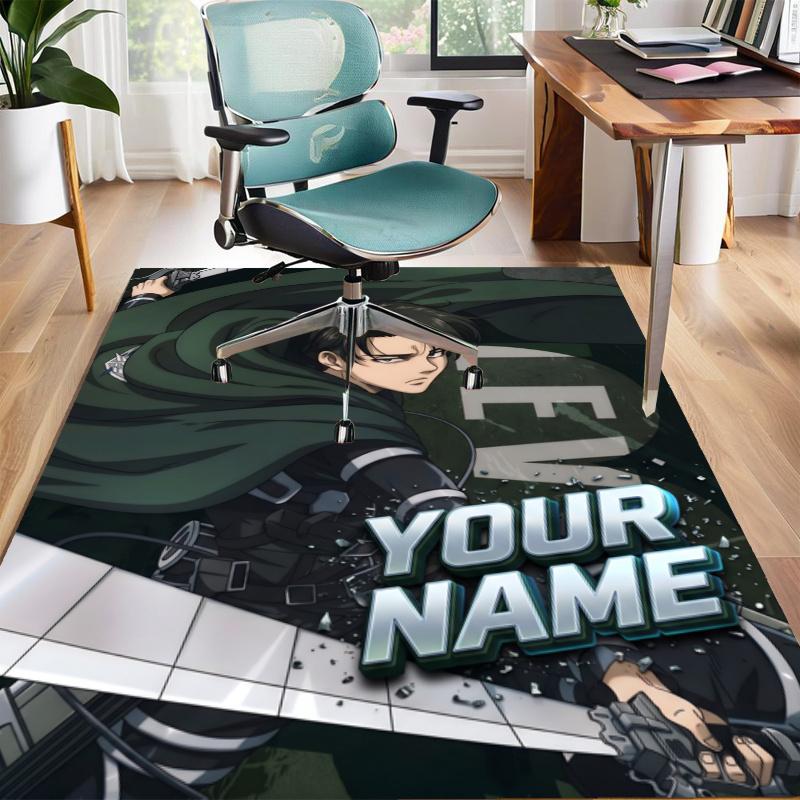 Attack on Titan Design Area Rug Personalized Name- Non-Slip, Soft & Cozy Floor Mat for Living Room, Office - Indoor/Outdoor Carpet