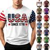 Men's Independence Day Flag Print Short Sleeve T-Shirt, Loose Casual Daily Summer Tops