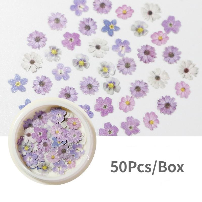 2 Boxes Nail Art Color Mixed Small Daisy Flower Rose Ultra-thin Wood Pulp Patch DIY Nail Art Jewelry Nail Art Decoration