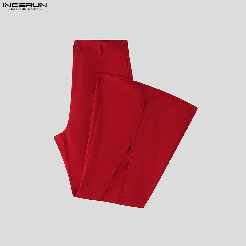 INCERUN 2PCS Men Lapel Long Sleeve Cropped Blazer Long Splits Flare Pants Casual Outfits Two Piece Sets