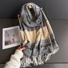 Color Blocked Plaid Pashmina Shawl Lady Wrap Warm Winter Scarves Long Tassel Female Foulard Hijab Stoles Scarf