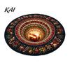 Kerstfeest Woondecoratie Ronde Kerst 3D Vloerkleed, Optische Illusie Vloerkleed Kerstman Kabouter Gewatteerd-achtig Comfortabel Blote Voeten Vloermat Antislip