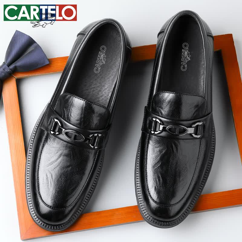 CARTELO Men s Top Grain Leather Casual Loafers K044 42
