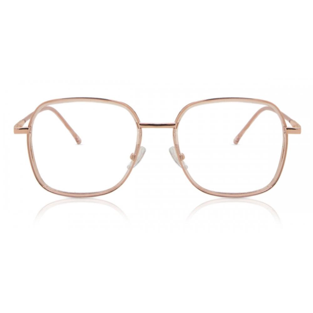 Full Rim Square Transparent Brown Rose Gold Smartbuy Collection Nielsen Mtr 94d Fashion Unisex Eyeglasses