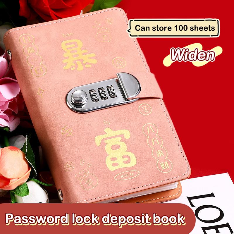 

100 Конвертів Челендж Збереження Грошей Папка Багаторазового Використання Заощадження Грошей Челендж Блокнот Книга Бюджету Листи з ПУ із Замком на Пароль