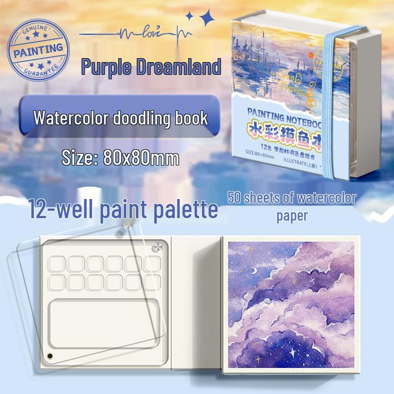 Blue Fruit Acrylic Cardstock Drawing & Doodling Mini Watercolor Pocket Book with Thickened Blank Pages