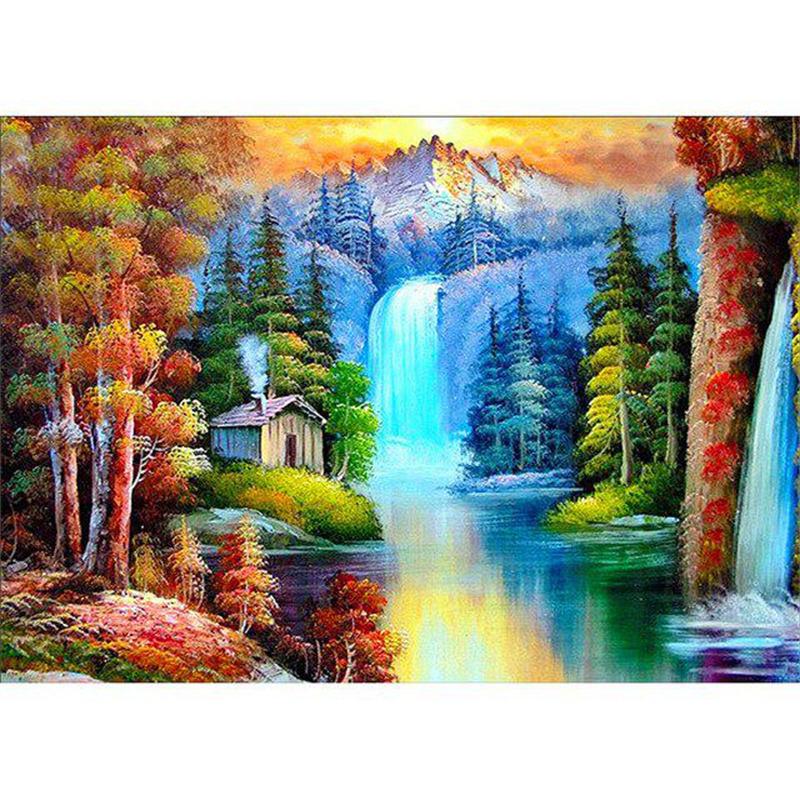 5D DIY Diamond Painting Mountain Landscape Diamond Embroidery Cross Stitch Kit Rhinestone Mosaic Home Decor