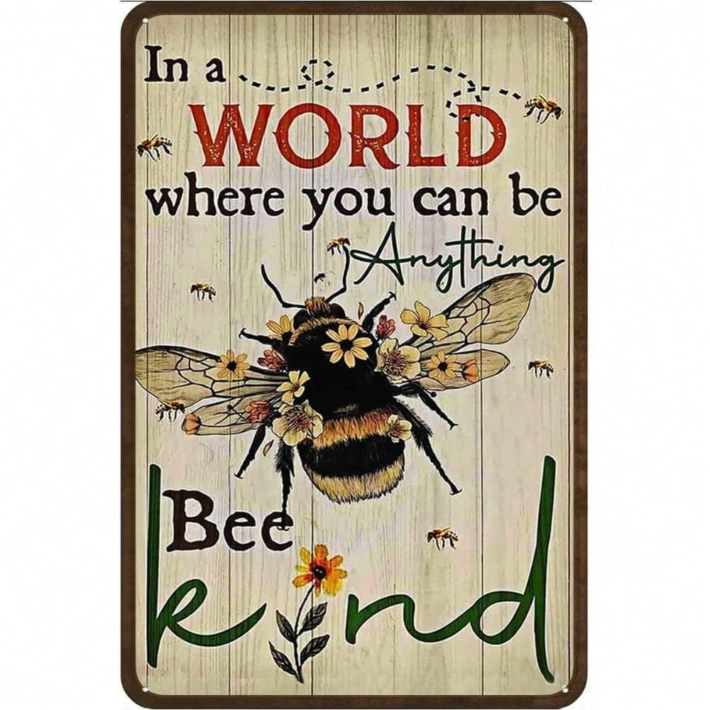 Vintage Bee Honeycomb Tin Sign Wall Decor Gift