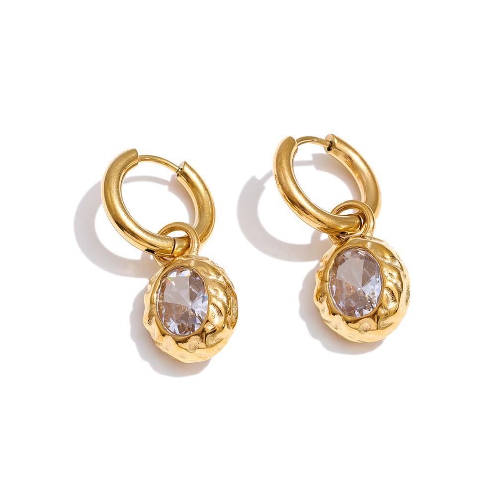 

Yhpup Stainless Steel Cubic Zirconia Fashion Pendant Drop Hoop Earrings High Quality Daily Waterproof Jewelry Accessories