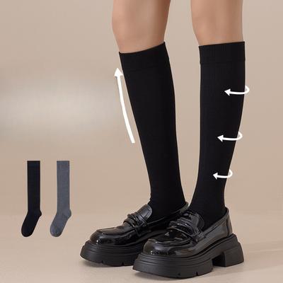 Women's Autumn and Winter Cotton Comfortable Solid Color Slimming Leg Long Calf Socks