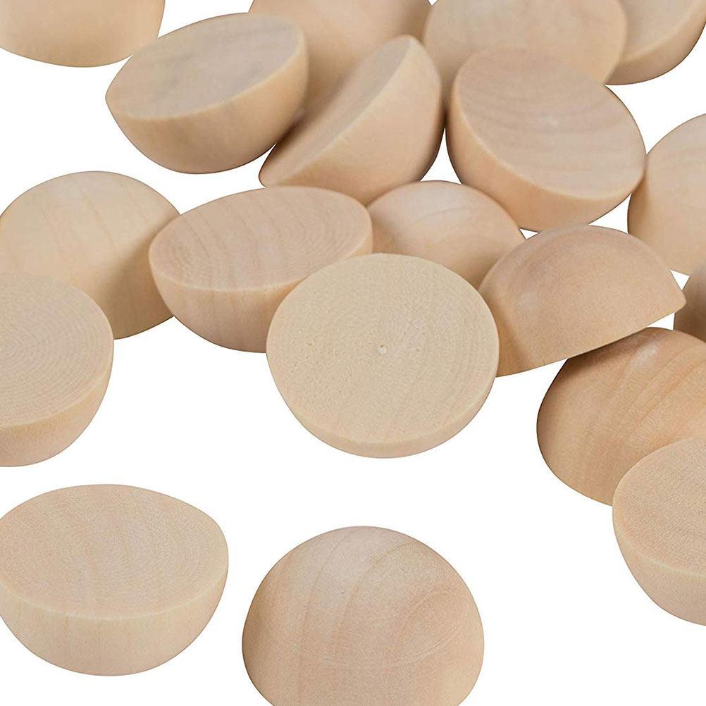 40Pcs Half Wooden Sphere Balls 25Mm Sturdy Uniform Size for Crafting Projects Decorative Props Handmade Ornaments DIY Wood Art