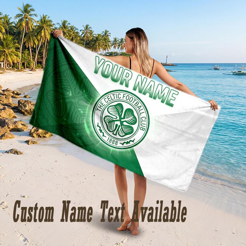 Celtic FC Design Beach Towel Custom Text Large Towel for Beach Vacation