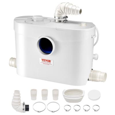 Zerkleinerer-Pumpe, 900W, 180 L/min(48 GPM) Durchfluss, 40 Fuß/12 m Förderhöhe, Mazerator Abwasser Toilettenpumpe mit 4 Wassereinlässen