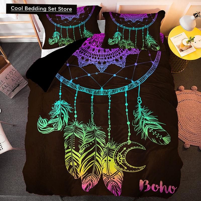Traumfänger Elch Königin Bettbezug Böhmischer Stil Schmetterling Bettwäscheset für Teenager Mädchen Frauen Ziege Weiß 2/3-teiliger Bettdeckenbezug