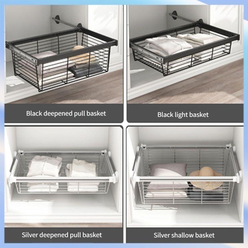 Closet Pull-out Basket Drawer Cloakroom Wardrobe Built-in Stretchable Pants Rack Household Multi-Layer Clothes Storage Rack