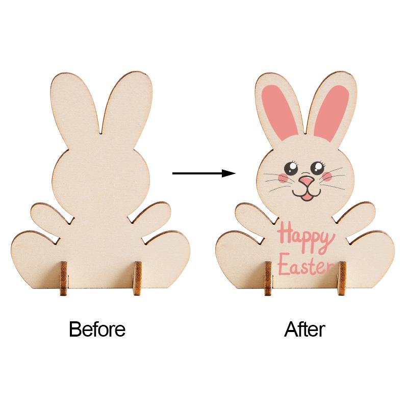 5/10/20Pcs Wooden Easter Rabbit Ornaments Kids Handmade DIY Painting Toy Gift Happy Easter Party Home Decoration Supplies