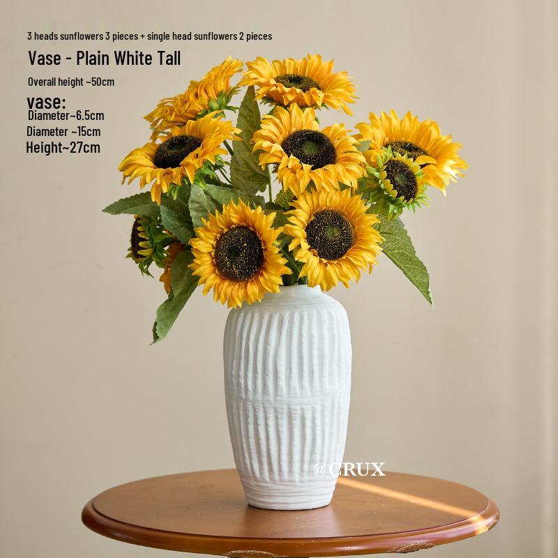 Sunflower Silk Flower Arrangement: Artificial Dried Flowers for Living Room, Dining Table, and Photo Props