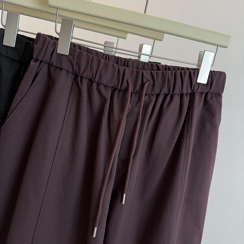 2025 Autumn Plus Size High Waist Loose Casual Twill Satin Pants for Women - Slimming, Versatile, and Long Fit