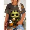 Fashion Women's Crew Neck Short Sleeve 3D Casual Color Printing Casual Short Sleeve Crew Neck T-Shirt