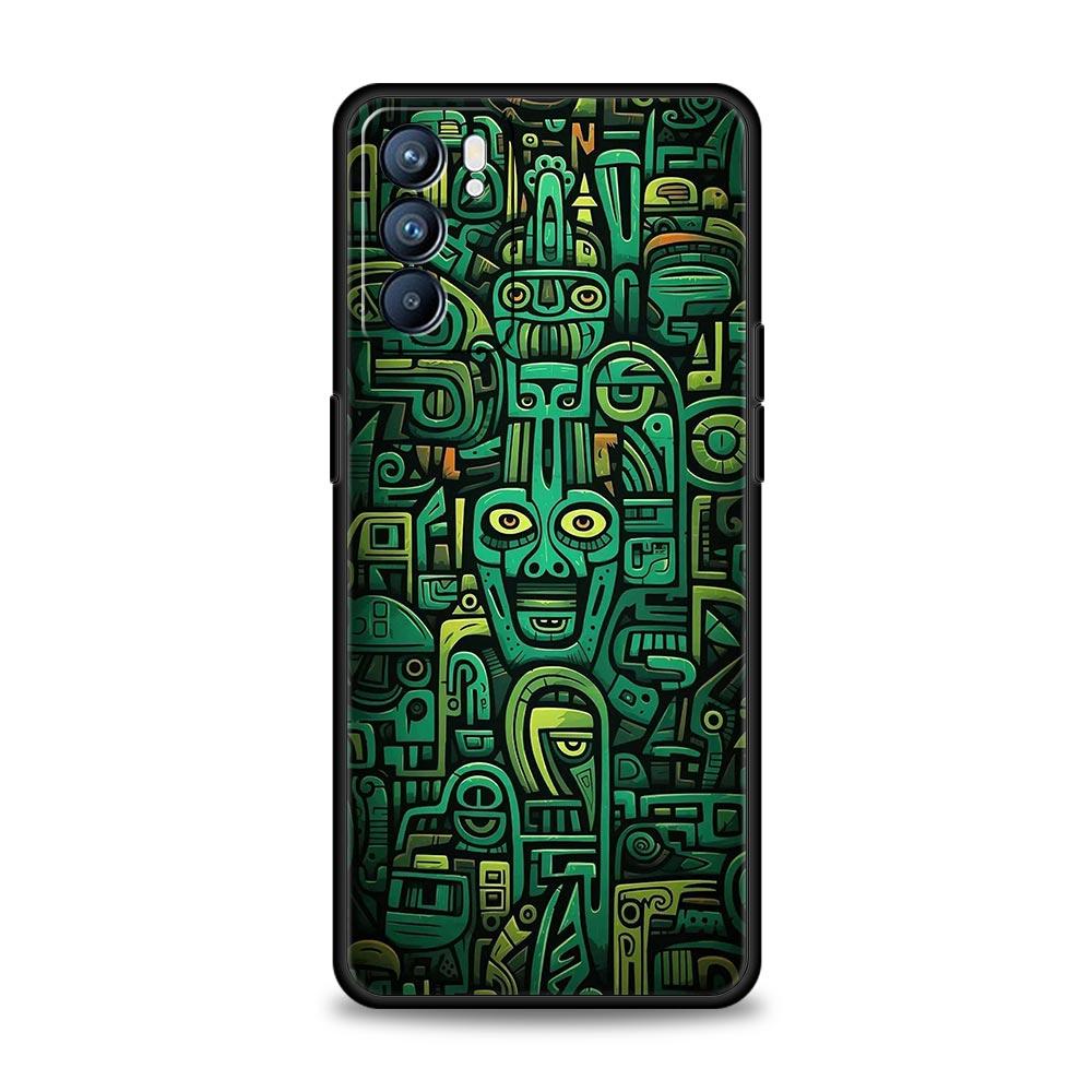 Vintage Totem Painting Phone Case For Oppo Reno 13 12 11 10 7 F Find X5 X6 A98 A80 A79 A78 A57 A54 A31 A17 Pro 5G Soft TPU Cover