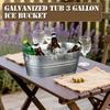 1pc Galvanized Tub Ice Bucket Large Metal Drink Buckets for Parties Beer Beverage Tub with Carry Handles for Champagne Cocktails Wine Cooling