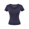 U-neck slim-fit short-sleeved T-shirt women's summer new American Spice Girl solid-color thin slim-fit slim bottom top