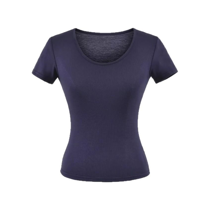 U-neck slim-fit short-sleeved T-shirt women's summer new American Spice Girl solid-color thin slim-fit slim bottom top