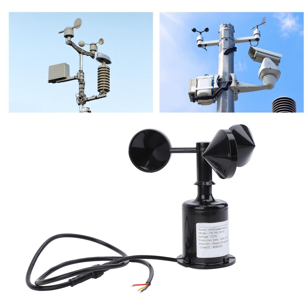 Wind Speed Anemometer, High Accuracy 5V ABS Wind Sensor with 2.62ft Water Proof Extension Cable, for Greenhouse Meteorological Station Marine