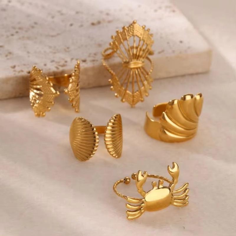 Summer new titanium steel ring women's niche light luxury shell crab ocean index finger ring
