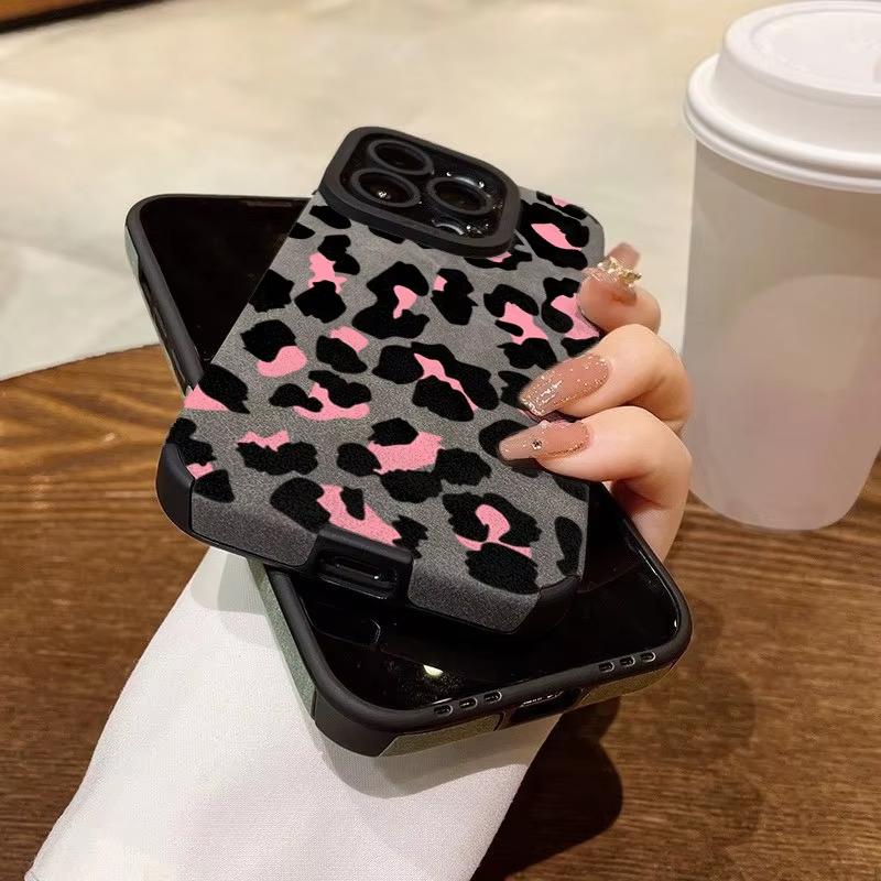 Fashion Pink Leopard Phone Case For iPhone 17 16 15 14 13 12 11 17 Pro Max Air X XR XS Max 16E Plus Shockproof Soft Cover