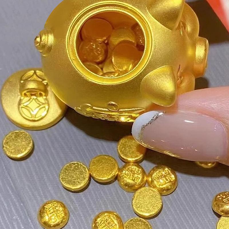Portafortuna Maialino Dorato Carino, Ornamenti in Ottone, Scatola Porta Semi Dorata, Si Può Aprire il Salvadanaio, Regalo Maialino Carino Carino