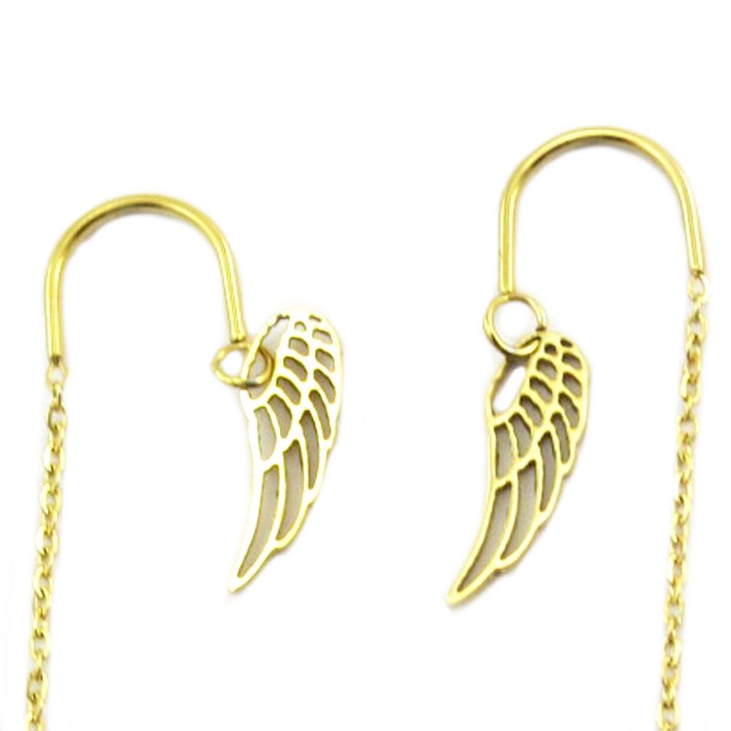 Les Trésors De Lily [P7767] - Designer Steel Earrings 'Les Ailes d'Ange' Gold - 13x4 Mm