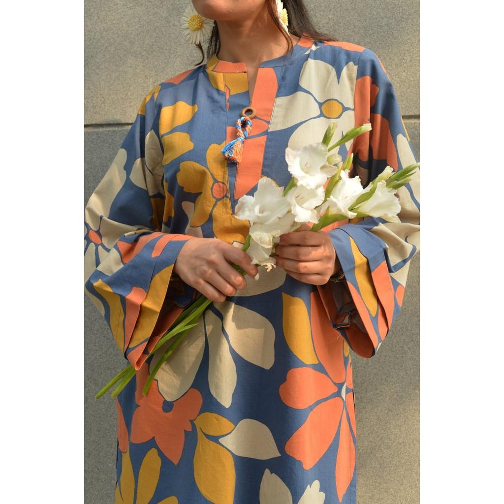Multicolor Flower Printed Kurti Palazzo Set Indian Women Casual Wear Kurta Set