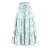 Women's Ruffled Spring Casual Long Skirt Plain Color Skirt Retro Pleated Skirt