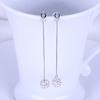 Luxury Full Rhinestone Inlaid Tassel Round Ball Long Dangle Women Stud Earrings