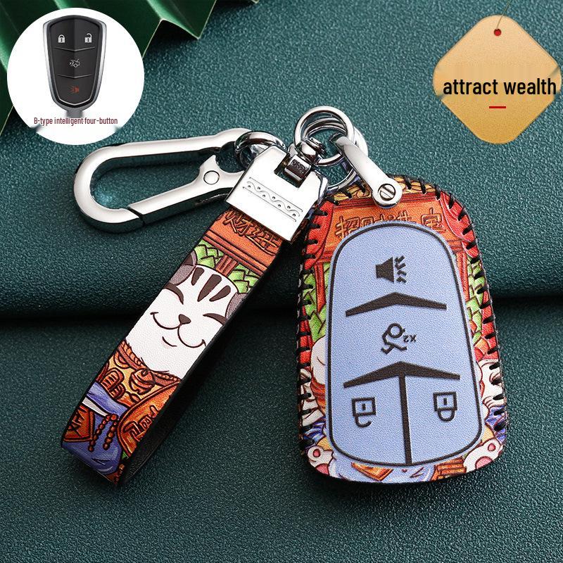 Cadillac Car Key Case for ATSL, XTS, XT5, XT4, CT6, XT6 - Stylish National Tide Design
