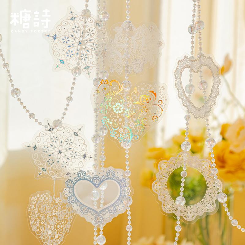 12Pcs Lace Silver Foil Stickers Multi-Style Patterns Greeting Card Envelope Gift Wrapping Art Embellishment