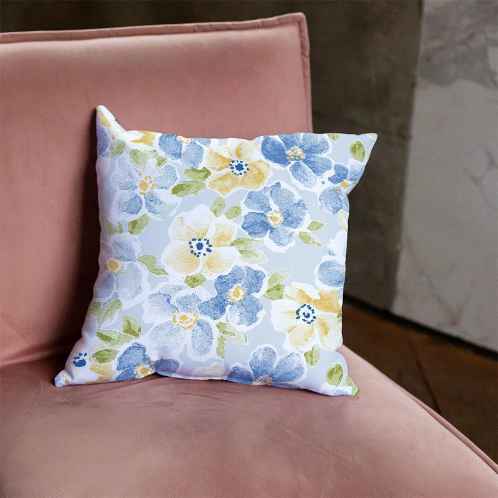 Spring and Summer Floral Contrasting Color Flower Pillow Case Digital Printed Pillow Home Romantic Decoration Sofa Backrest