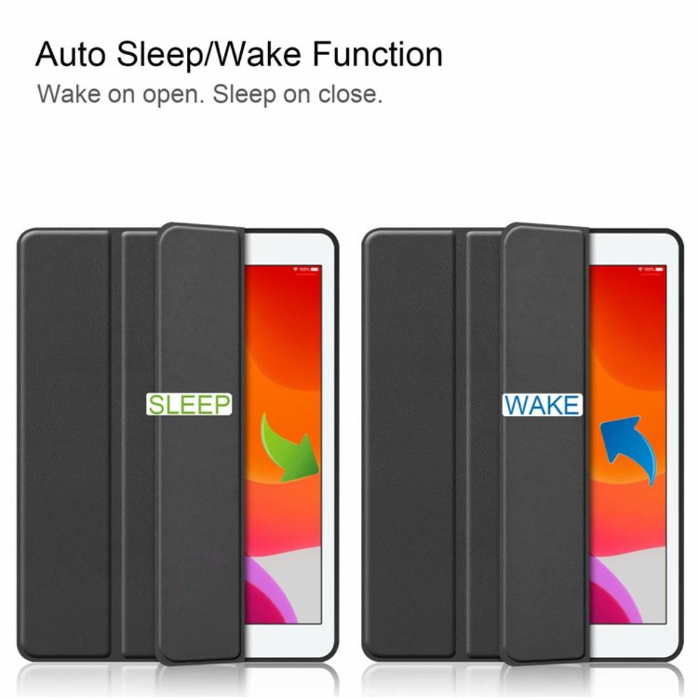 Dreifach gefaltete Lederhülle für iPad Mini 7 mit Apple Pencil-Schlitz Auto Sleep/Wake Cover