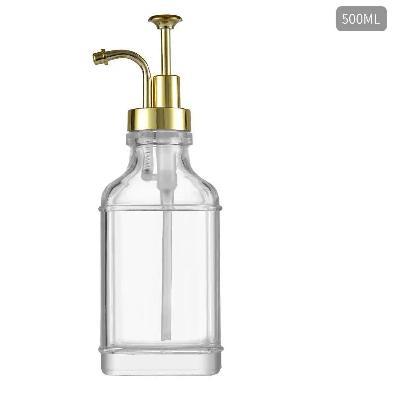 Soap Pump Dispenser Glass Bottle Bathroom Soap Container Square Shampoo Lotion Container Glass Bottles with Pumps 500ml