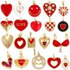Valentinstag Herzförmiger Zirkon Öl-Tropfen Anhänger, Modisches Vergoldetes Charm mit Farbbeständigkeit
